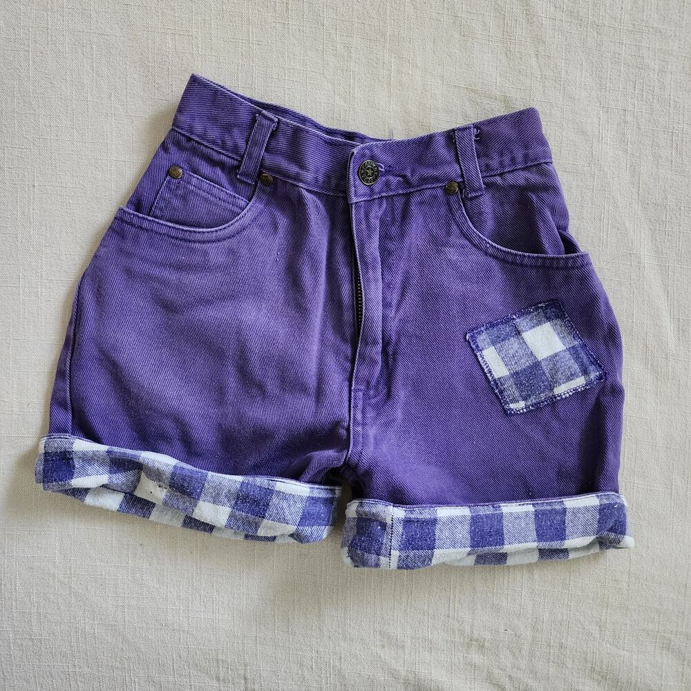 Vintage Purple & Gingham Jean Shorts kids 7